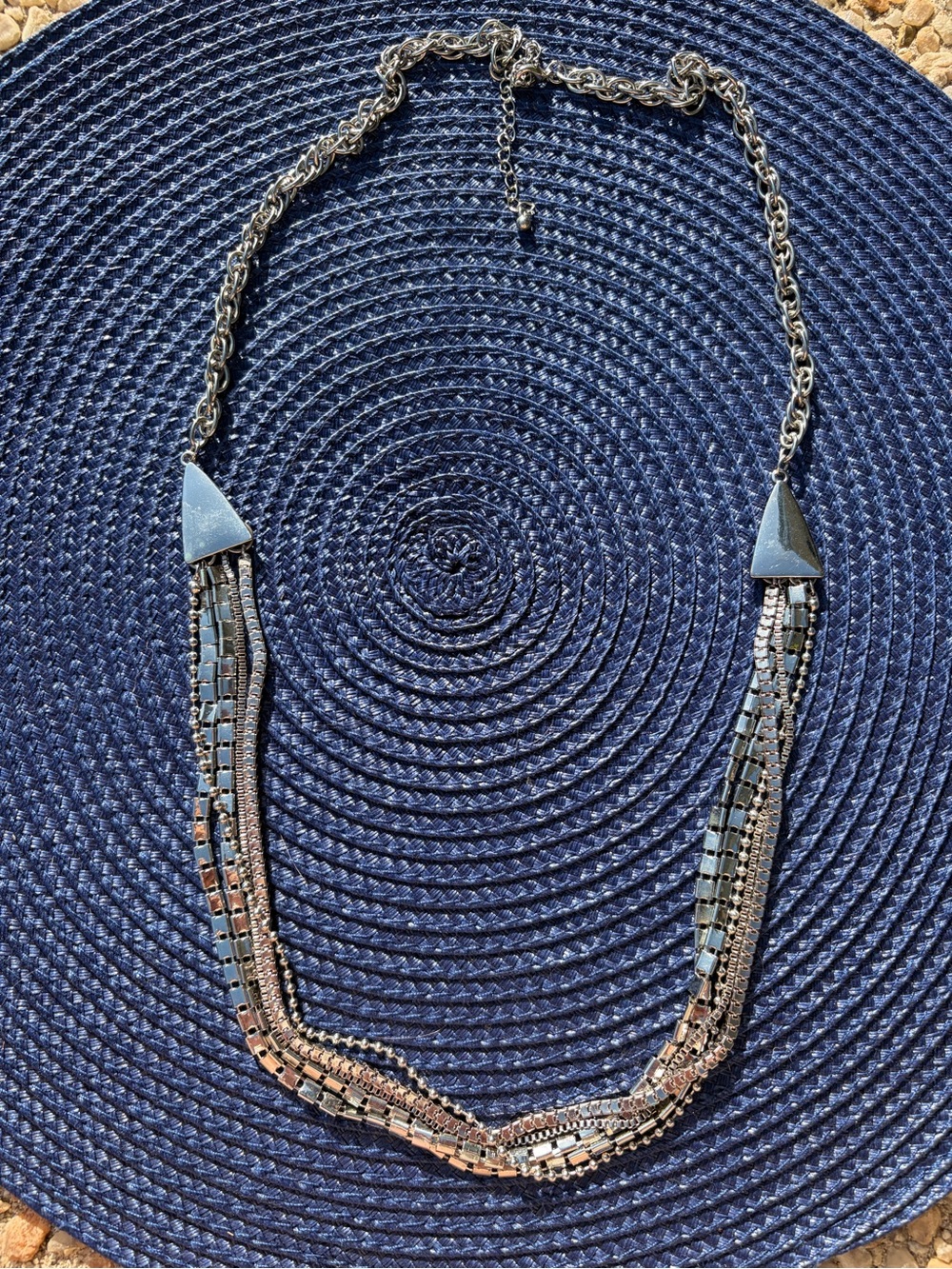 Multi Strand Silver Statement Necklace